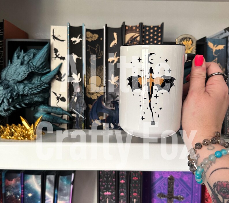 Black and Gold Dragon Fourth Wing Inspired Coffee Mug - OFFICIALLY ...