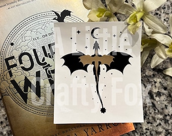 Black and Gold Dragon Fourth Wing Inspired Vinyl Decal - OFFICIALLY LICENSED