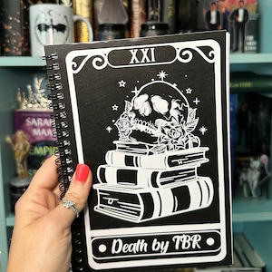 Death By TBR Tarot Card Bookish Spiral Notebook