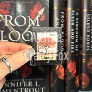 Vintage Atlantia Stamp From Blood and Ash Wood Block Style Sticker | Bookish Sticker | Kindle Sticker