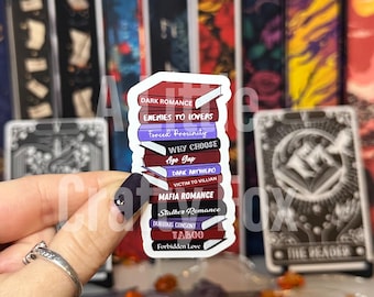 Dark Romance Tropes Book Stack Sticker
