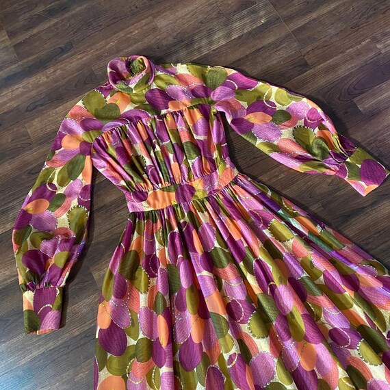 1960s Purple Green and Orange Circular Geometric P