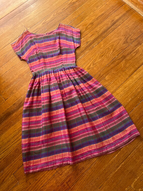 1950s  rainbow striped fit and flare dress - image 5