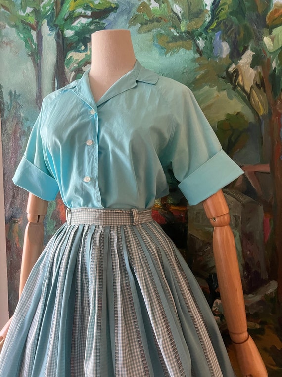 1950s  sky blue button up blouse - image 2
