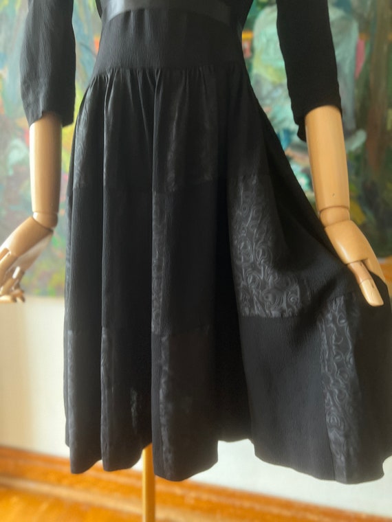 1930s  early 40s black crepe dress - image 6