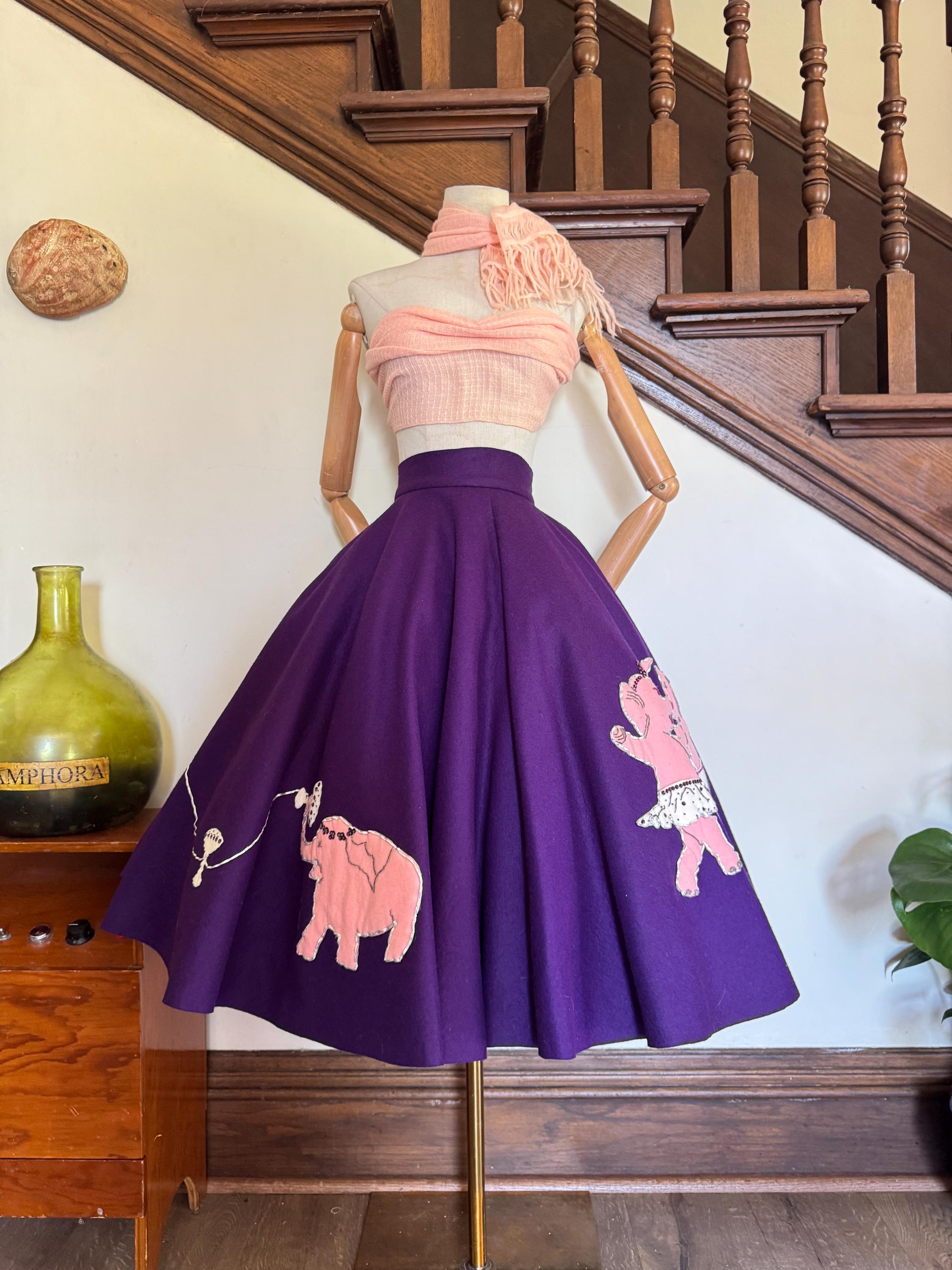 Drunk Martini Elephants Felt Circle Skirt