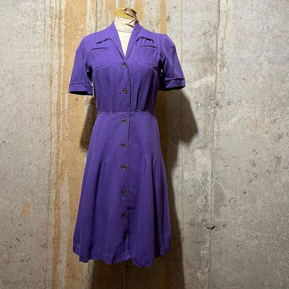 1930s 1940s Lilac Puff Sleeve Dress