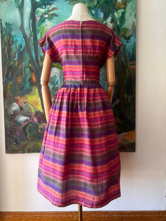 1950s  rainbow striped fit and flare dress - image 7