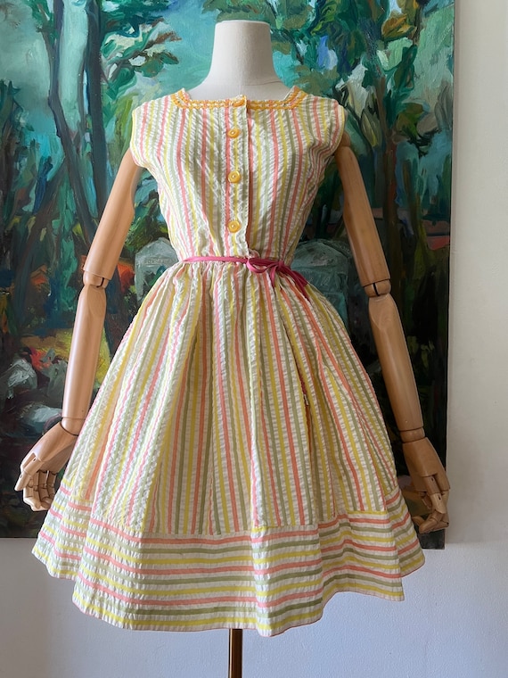 1960s  Candy Striped fit and Flare Sundress