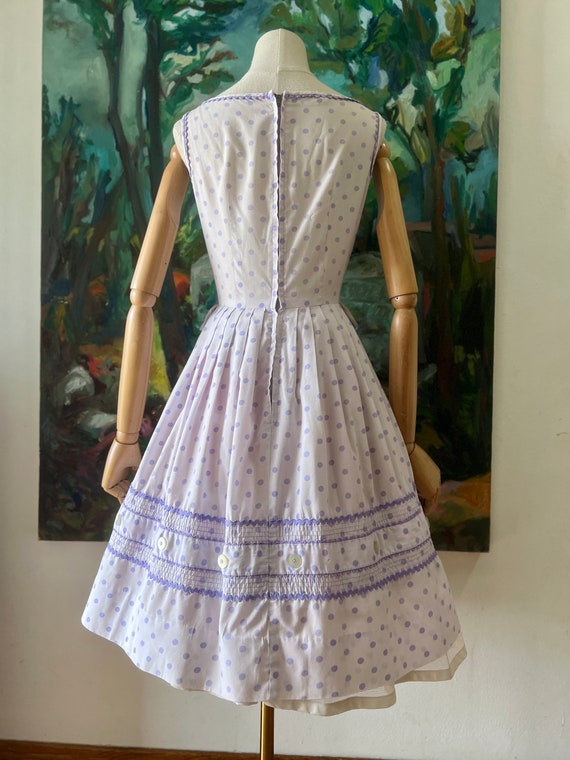 1950s  Purple Polkadot Fit and Flare Dress - image 9