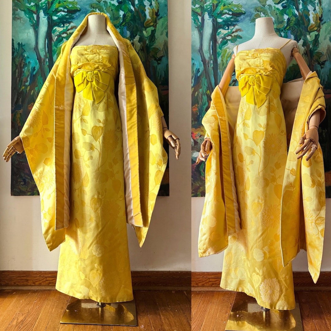 1950s silk brocade gown