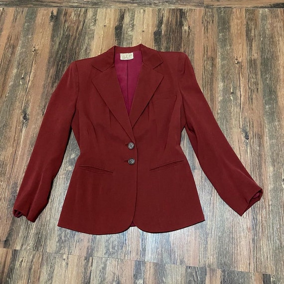 1940s blood red gab suit jacket