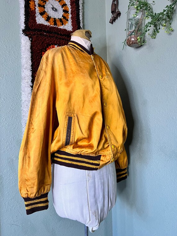 1940s Gold and Brown Varsity Bomber Jacket