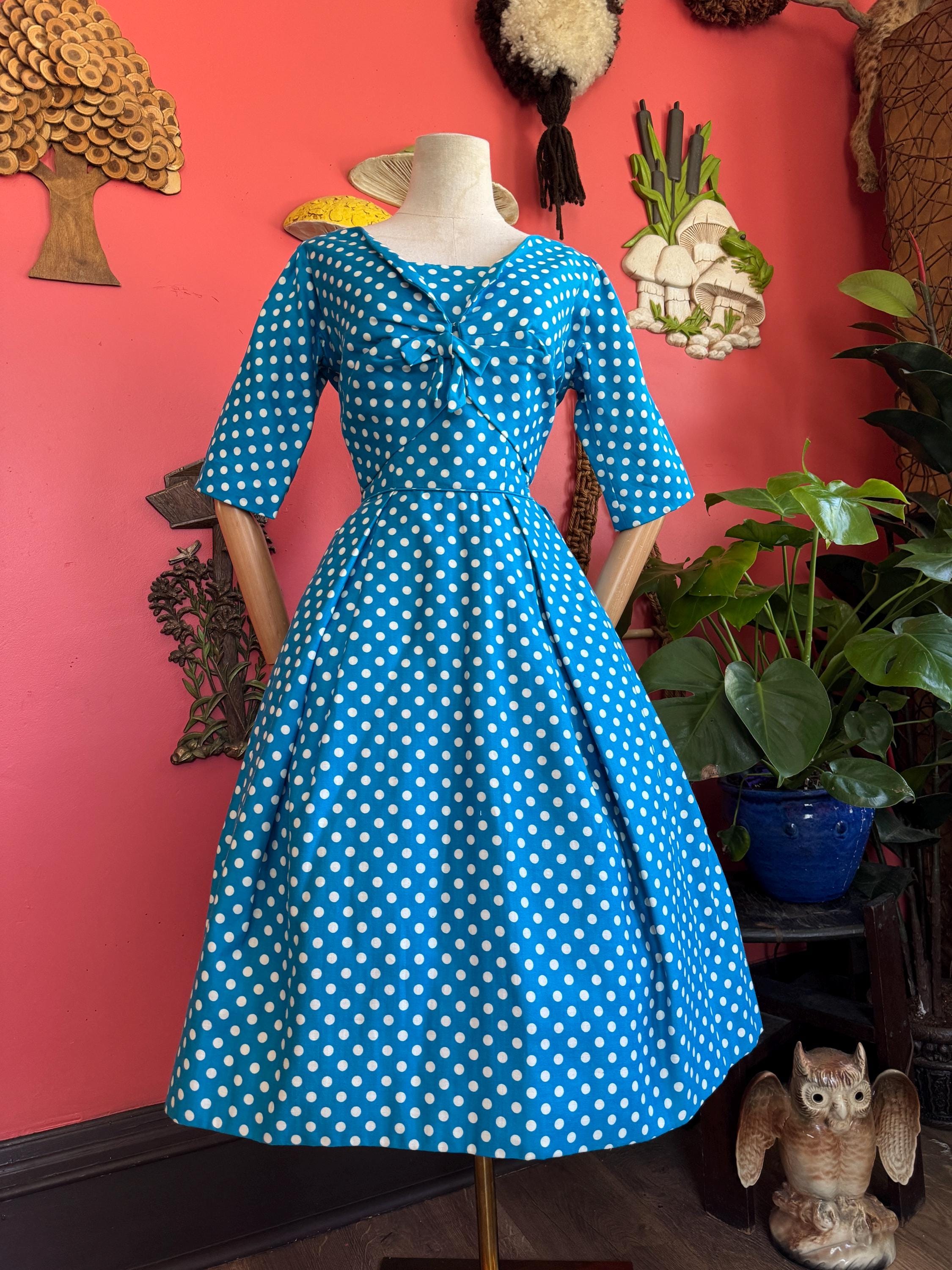 1950s blue polkadot sundress with matching bolero