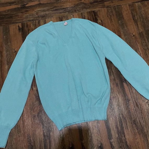 1950s Ribbed Robins Egg Blue Sweater