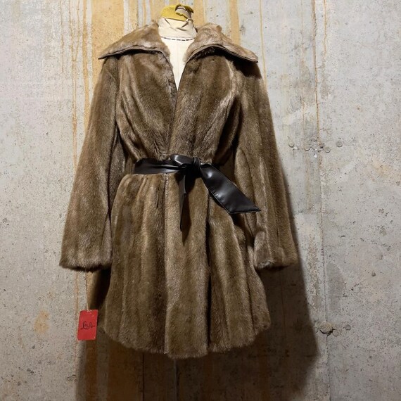 1970s Deadstock Lilli Ann Faux Fur and Leather Coa
