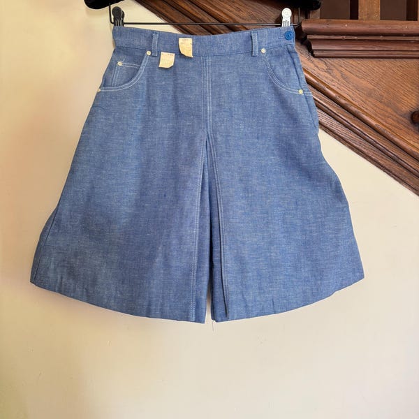 1950s Early 60s Light Blue Deadstock Denim Shorts
