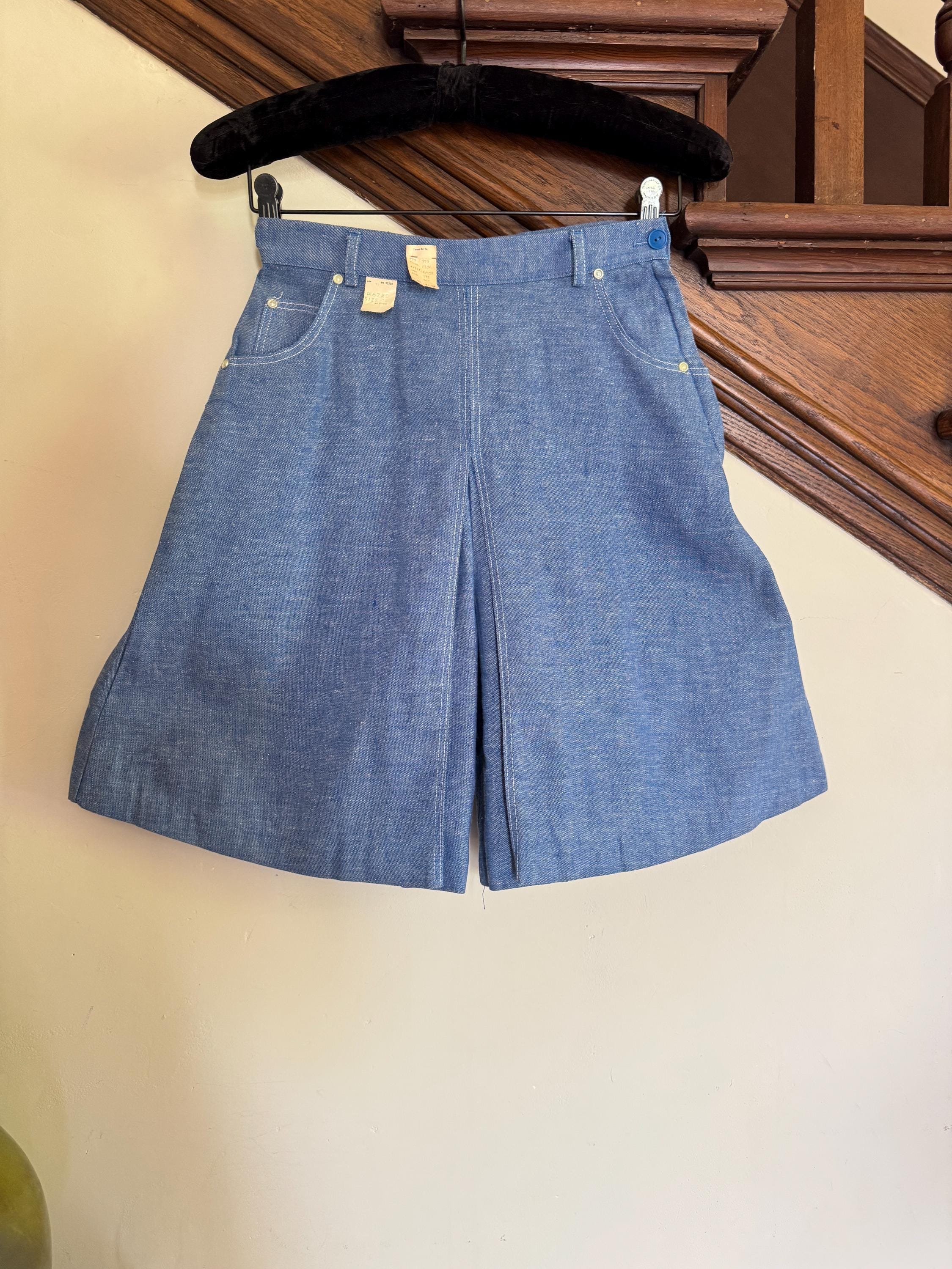 1950s Early 60s Light Blue Deadstock Denim Shorts