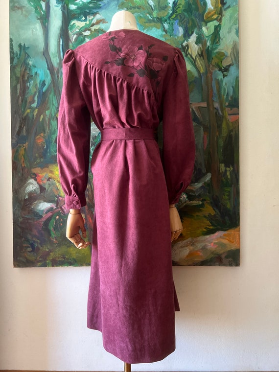 1980s mauve handpainted dress - image 5