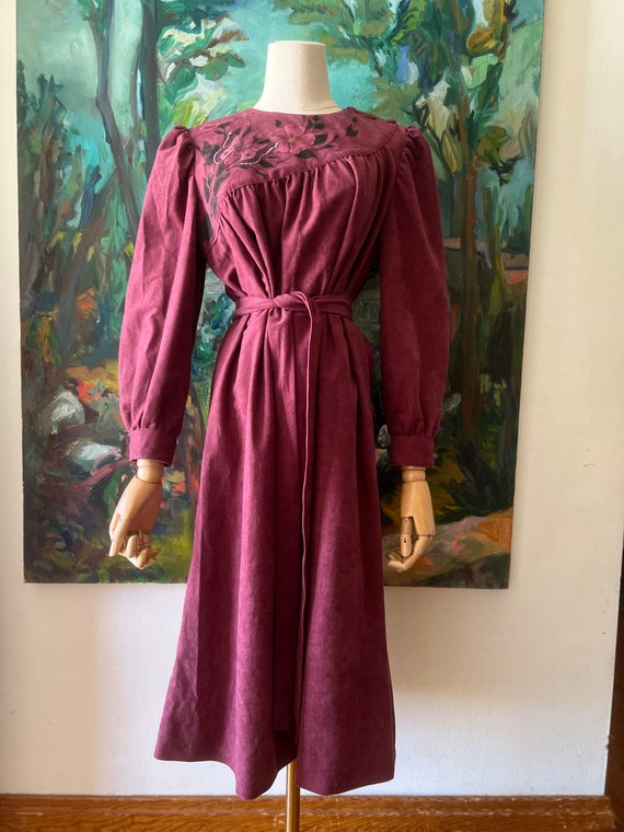 1980s mauve handpainted dress - image 4