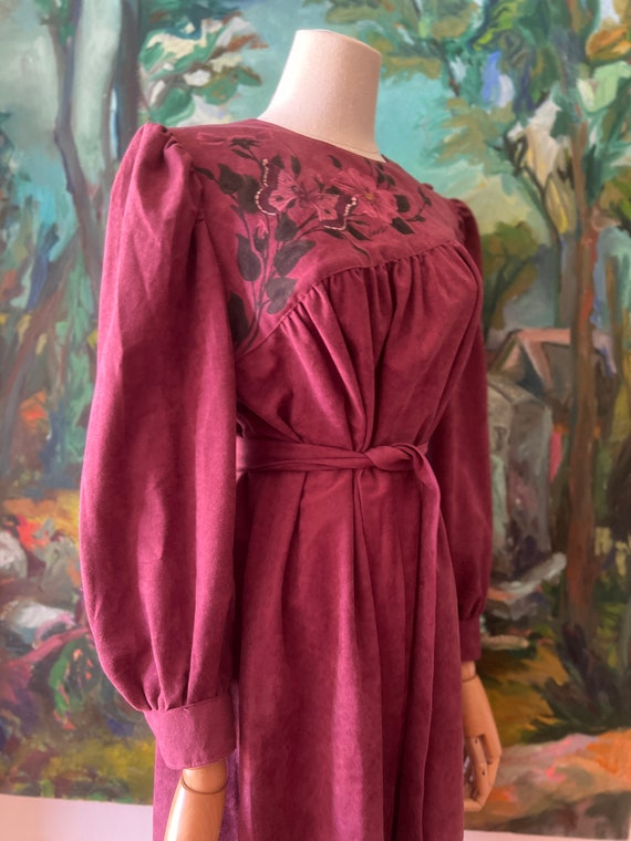 1980s mauve handpainted dress - image 7