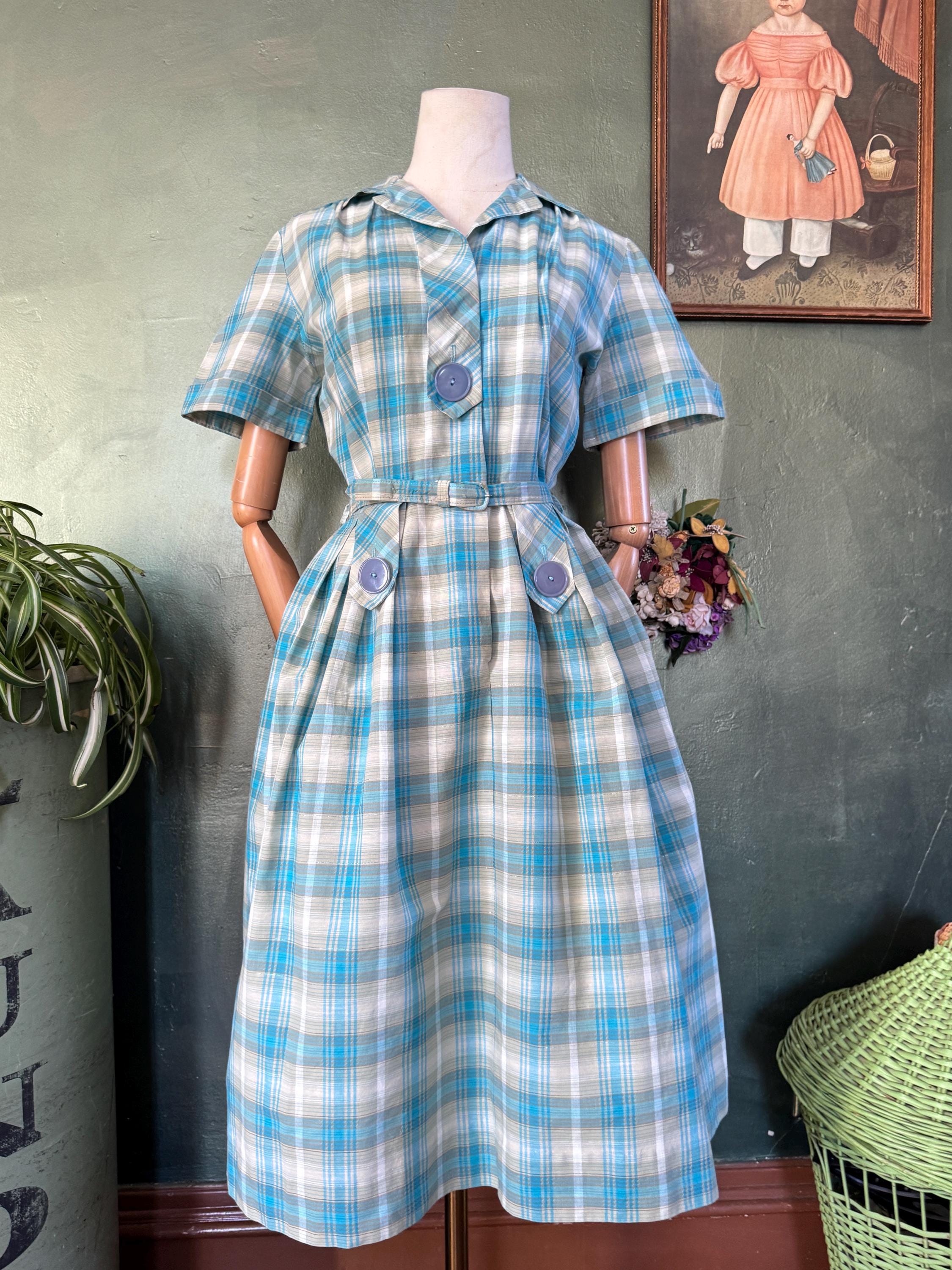 princess polly baby blue dress Staci Dress- Light Blue Plaid – Heart of Haute main image 1