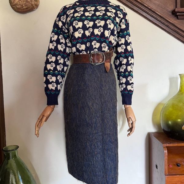 1950s  Early 60s Blue Mohair Skirt