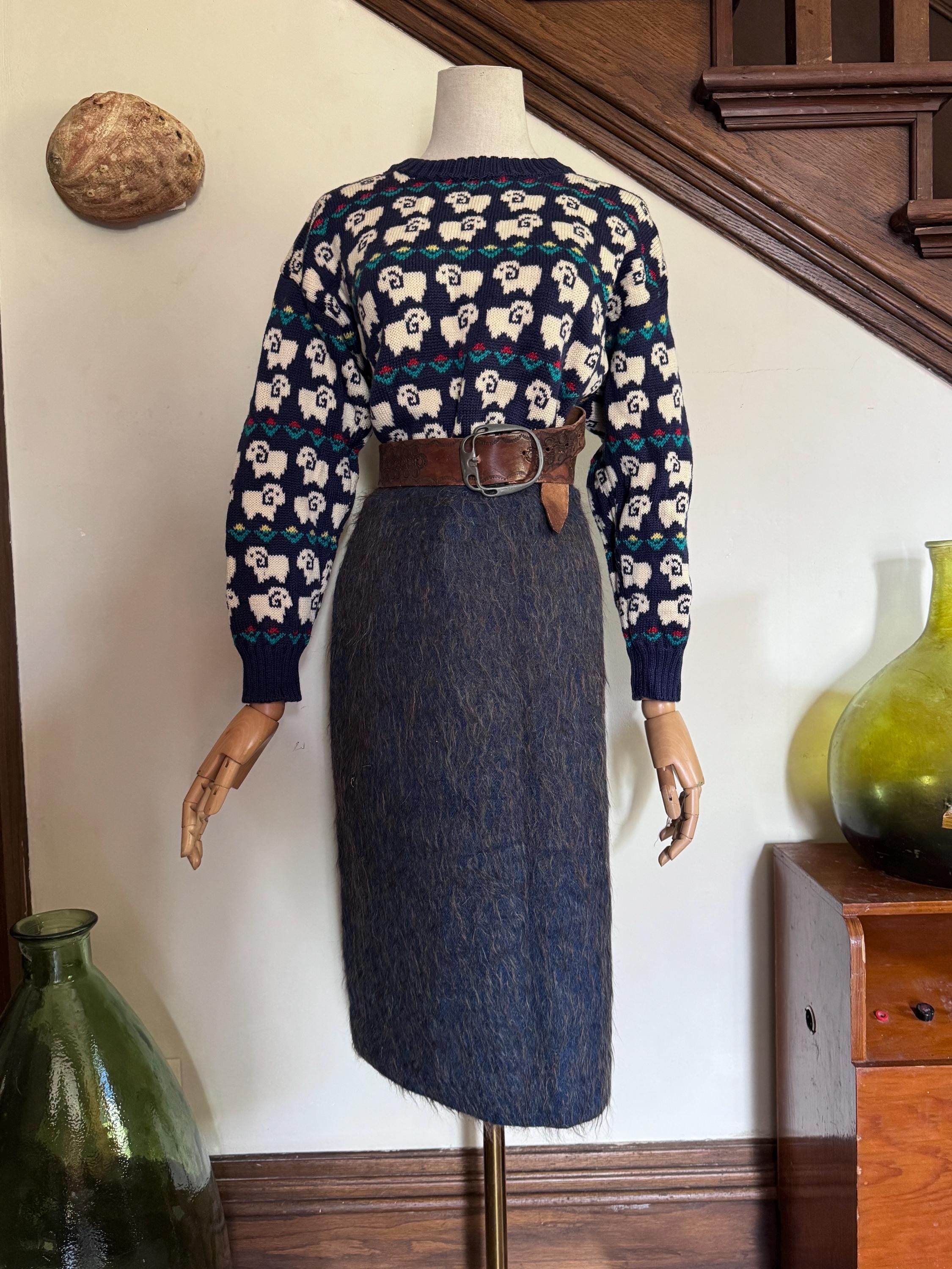 1950s  Early 60s Blue Mohair Skirt