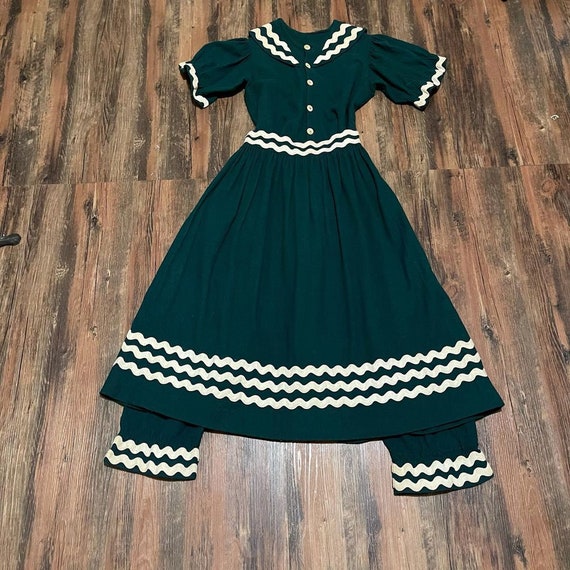 1930s Hunter Green Jumpsuit With Sailor Collar and