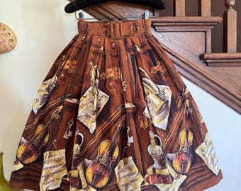 1950s musical instrument pleated full skirt