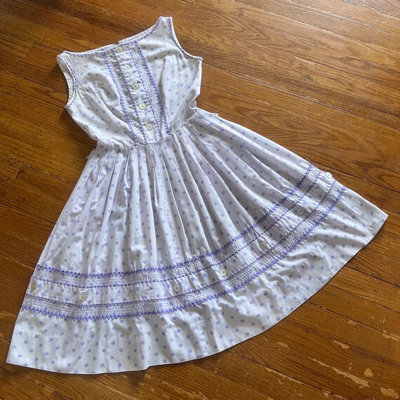 1950s  Purple Polkadot Fit and Flare Dress - image 1