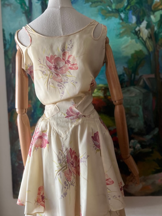 1930s  cream floral print bias cut dress - image 6