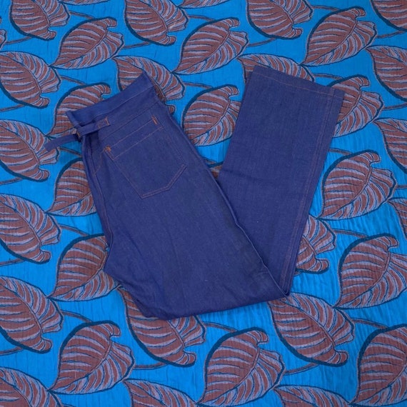 1970s Deadstock Midwash Denim Buckle Back Pants