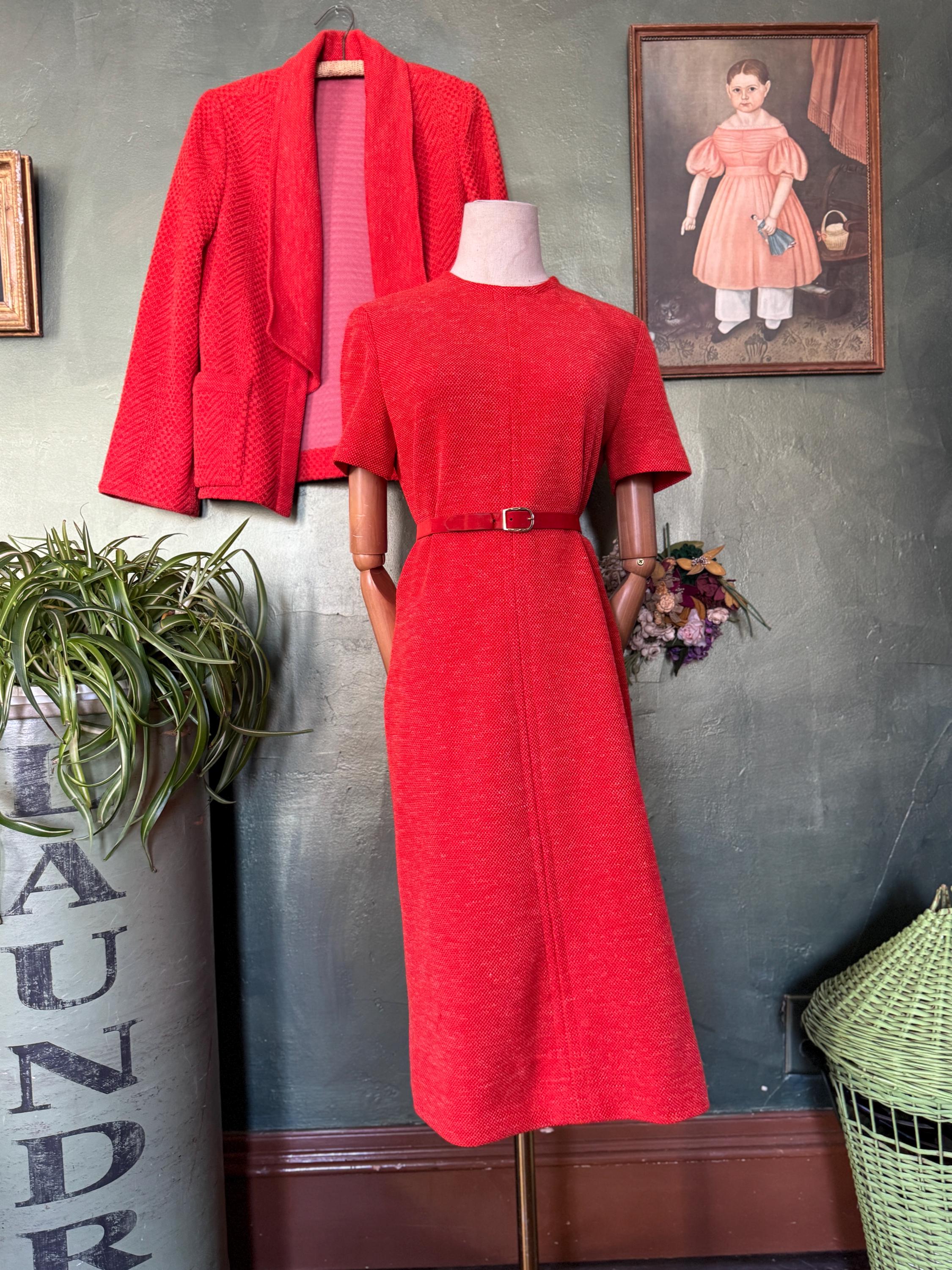 1960s  Orange 2 Piece Dress Set