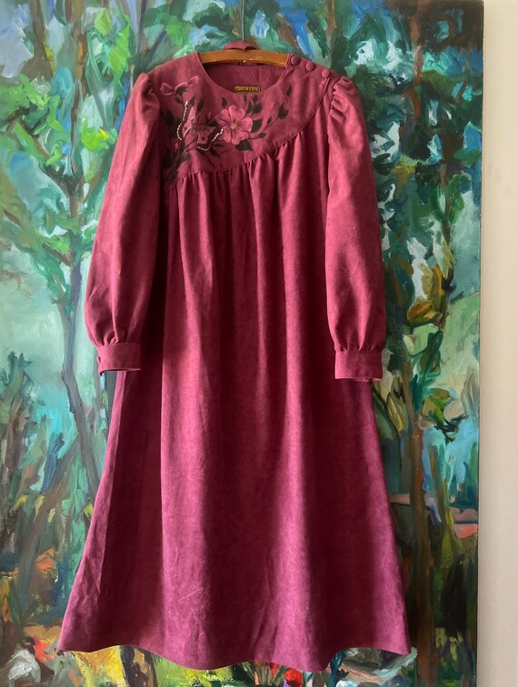 1980s mauve handpainted dress - image 6