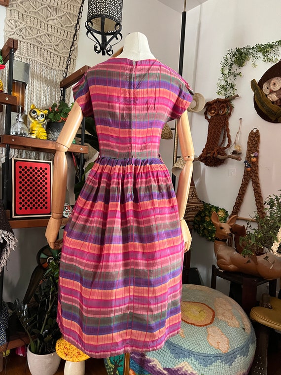 1950s Rainbow striped fit and flare dress - image 7