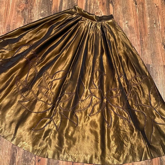 1950s copper floral extra full skirt