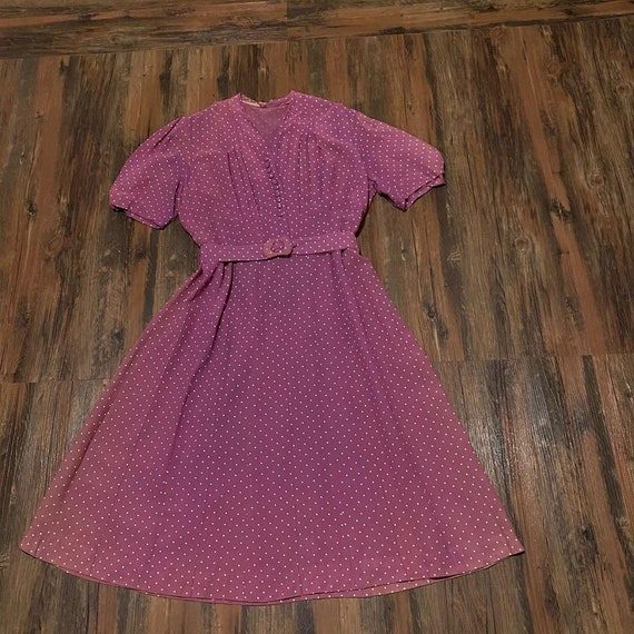 1930s mauve polkadot dress