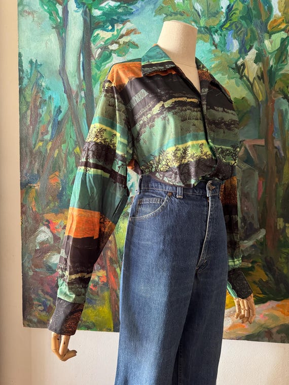 Vintage 1970’s printed button up top