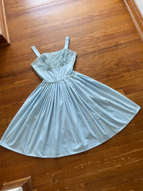 1950s  baby blue eyelet sundress