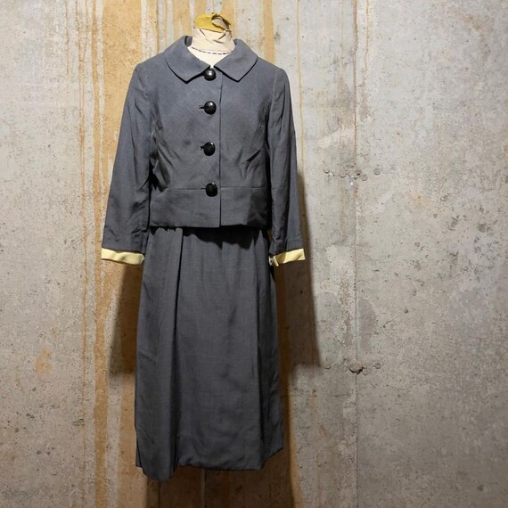 1950s grey and yellow dress set