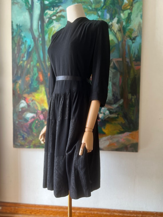 1930s  early 40s black crepe dress - image 2
