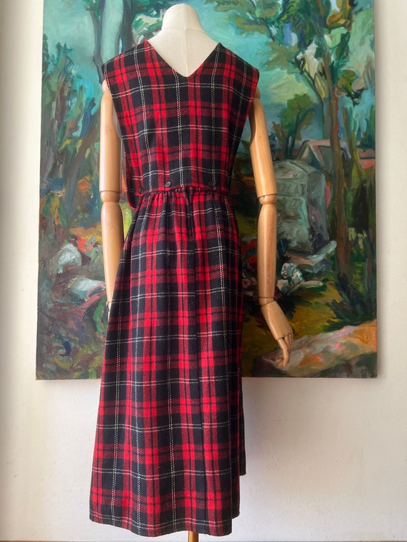 1970s Red Plaid pinafore with removable top - image 7