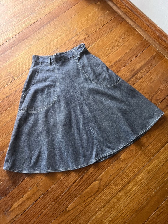 1960s  denim flared skirt
