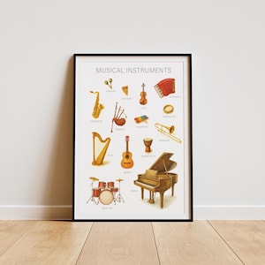 Musical Instruments Poster, Educational Poster, Nursery Wall Decor, Playroom Decor, Montessori Educational Posters DIGITAL DOWNLOAD