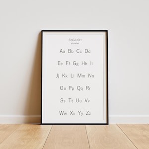 English Alphabet Printable Art, English alphabet, Alphabet Chart, Black & White Wall Art, Homeschool Decor, Digital Download, DIGITAL