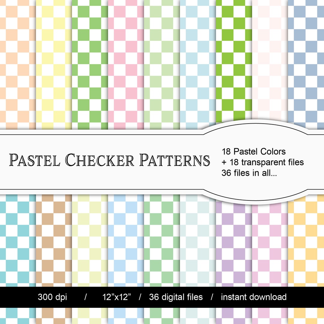 18 Pastel Checkers Seamless Patterns Transparent Backgrounds Etsy