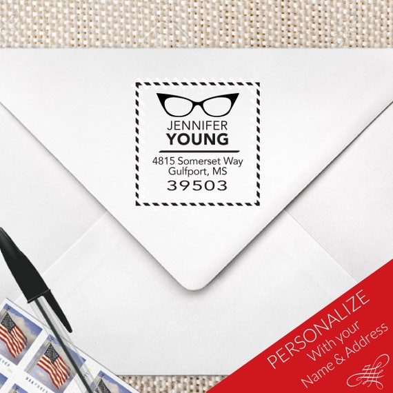 Glasses Stamp Glasses Address Stamp Custom Eyeglasses Etsy