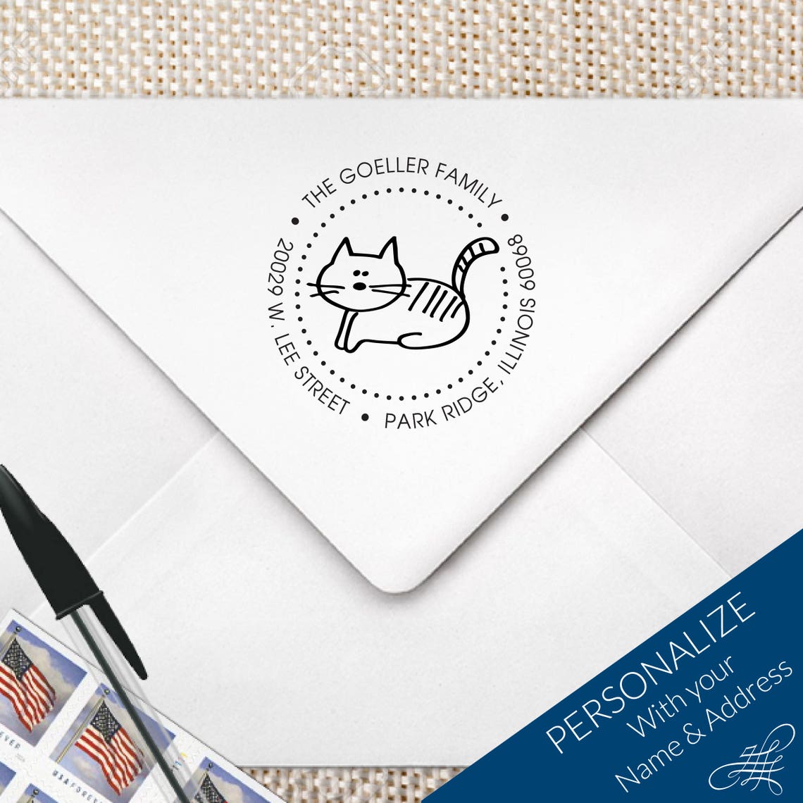 Kitten Stamp Cat Stamp Kitty Return Address Stamp Preinked Etsy