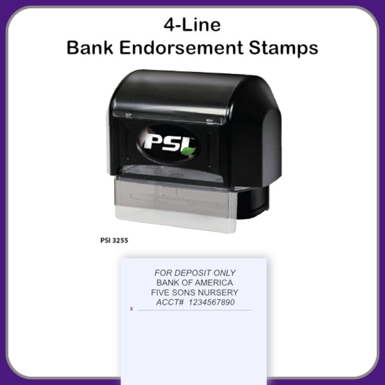 For Deposit Only Stamp Endorsement Stamp 4 Line Endorsement Etsy